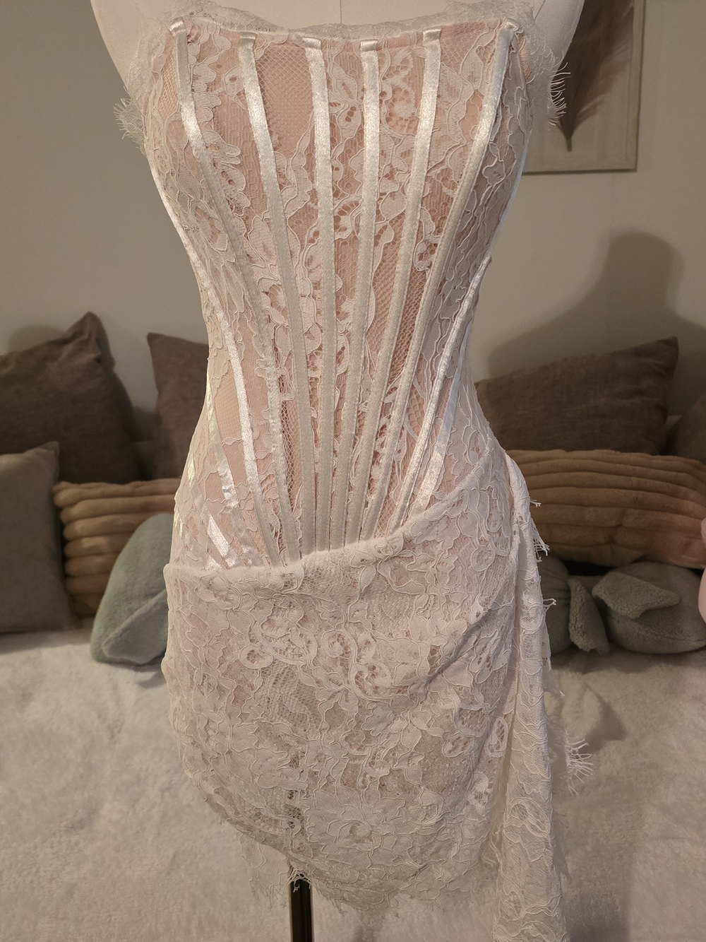 White Lace Corset Mini Dress